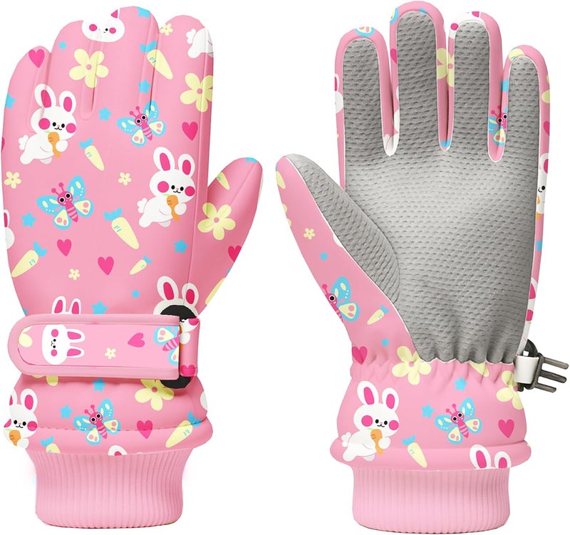 WRTMBOIF Kids Winter Snow Ski Gloves, Waterproof Cold Weather Insulated Outdoor Snowboard Gloves for Toddler Girls 3-11Y - Image 1